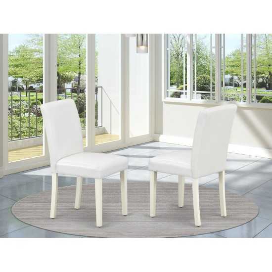 Abbott Parson Chair With Linen White Leg And Pu Leather Color White - Set Of 2