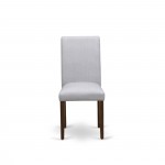Set Of 2, Chairs- Wooden Chair, Antique Walnut Wooden Structure, Grey Seat, Simple Back