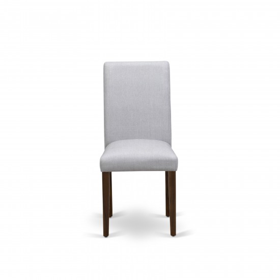 Set Of 2, Chairs- Wooden Chair, Antique Walnut Wooden Structure, Grey Seat, Simple Back