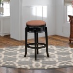 Stool Counter Height- Backless Stool, Round Shape, Counter Bar Stool In Black