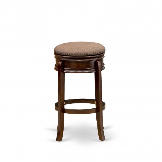 Counter Height Bar Stool- Bar Stool, Round Shape, Backless In Mahogany