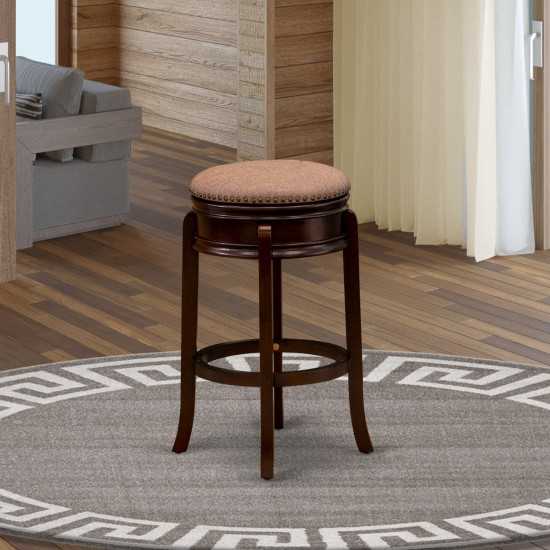 Counter Height Bar Stool- Bar Stool, Round Shape, Backless In Mahogany