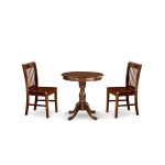 3Pc Dining Set 2 Wooden Chairs, 1 Kitchen Dining Table (Mahogany)