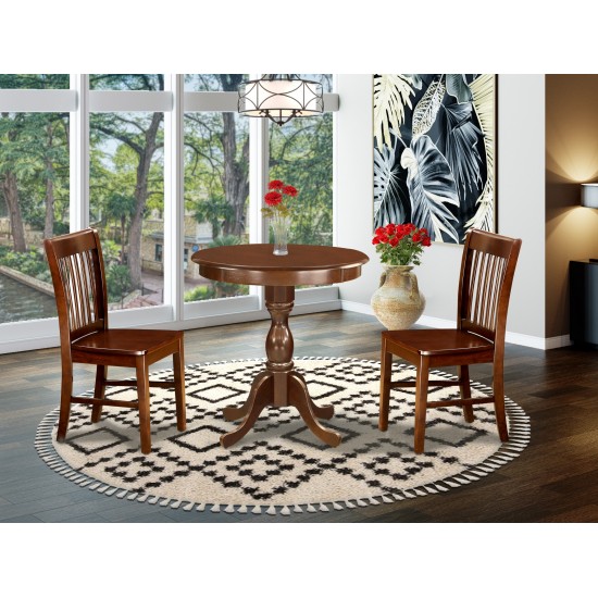 3Pc Dining Set 2 Wooden Chairs, 1 Kitchen Dining Table (Mahogany)