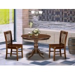 3 Pc Dining Set, Small Kitchen Table, 2 Mahogany & Chairs Button Tufted Back, Nail Heads, Mahogany Finish