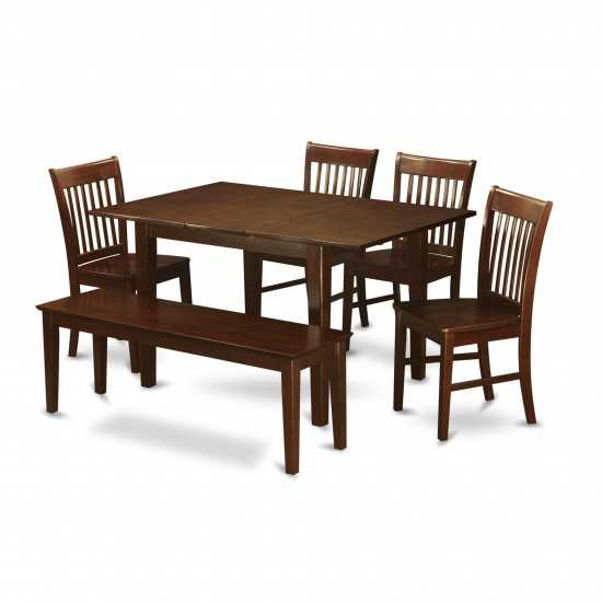 6 Pc Small Kitchen Table Set- Tables And 4 Dining Chairs And Dining Bench