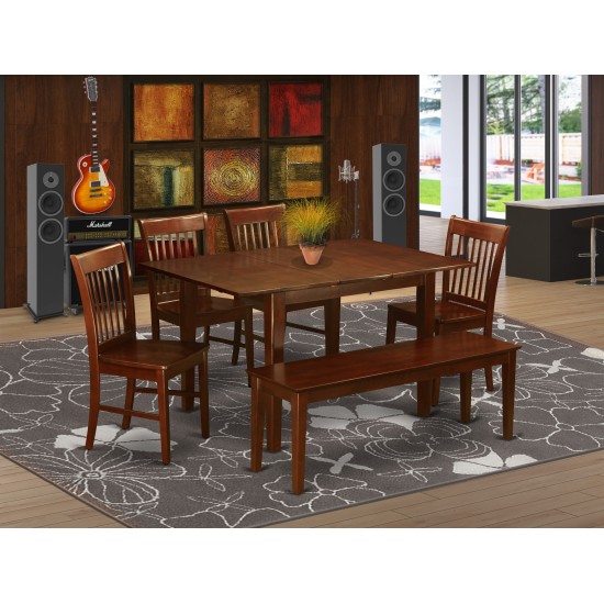 6 Pc Dinette Set - Table And 4 Dining Table Chairs For Dining Room And Bench