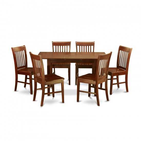 7 Pc Small Kitchen Table Set - Table With Leaf And 6 Dining Chairs