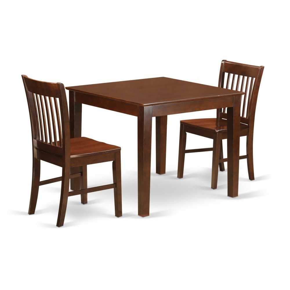 3 Pc Dinette Set With A Dining Table And 2 Dining Chairs In Mahogany