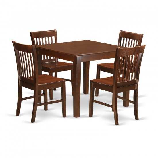 5 Pc Kitchen Table Set With A Table And 4 Dining Chairs In Mahogany