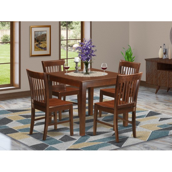 5 Pc Kitchen Table Set With A Table And 4 Dining Chairs In Mahogany