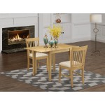 3Pc Dining Set Contains Small Dining Table, 2 Kitchen Chairs, Fabic Seat, Oak