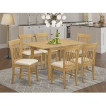 Nofk7-Oak-C 7-Piece Dinette Set - Kitchen Dinette Table And 6 Kitchen Chairs
