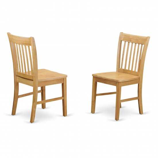 3 Pc Dining Set, 1 Table, 2 Oak Dining Chairs, Slatted Back, Oak Finish