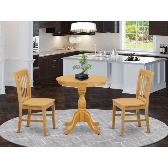 3-Pc Kitchen Table Set 2 Dining Room Chairs And 1 Dining Table (Oak Finish)