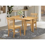 3Pc Dining Set Features A Small Kitchen Table, 2 Chairs, Asian Hardwood Seat, Slat Back, Oak Finish