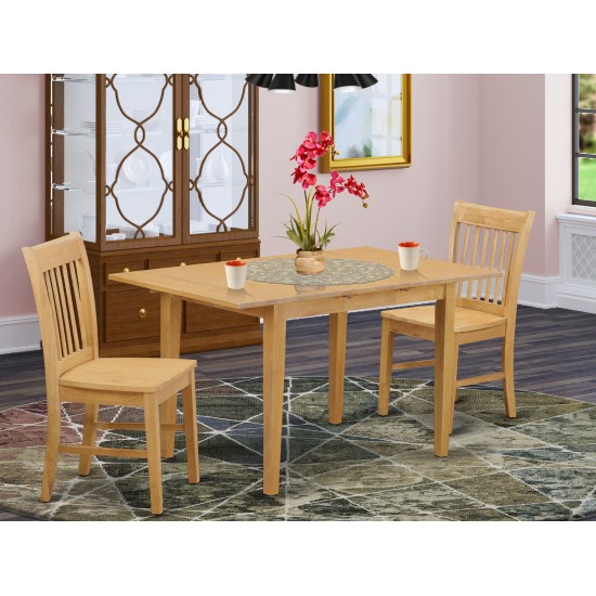 3 Pc Kitchen Nook Dining Set- Dinette Table, 12In Leaf And 2 Kitchen Chairs