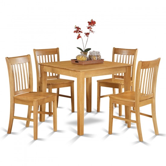 5 Pc Kitchen Table - Square Table And 4 Kitchen Dining Chairs