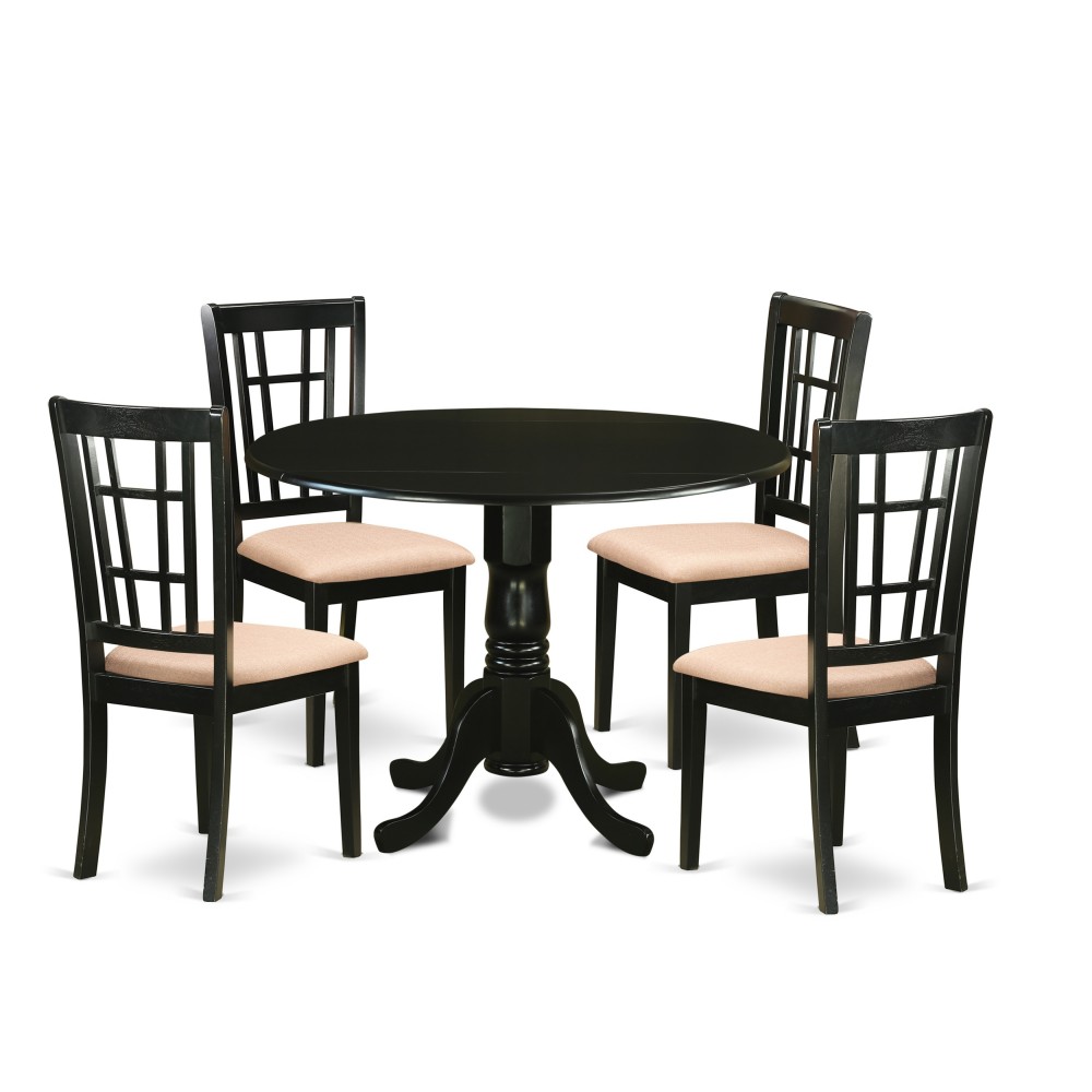 Dlni5-Blk-C 5 Pc Dining Room Set For 4-Dining Table And 4 Dining Chairs