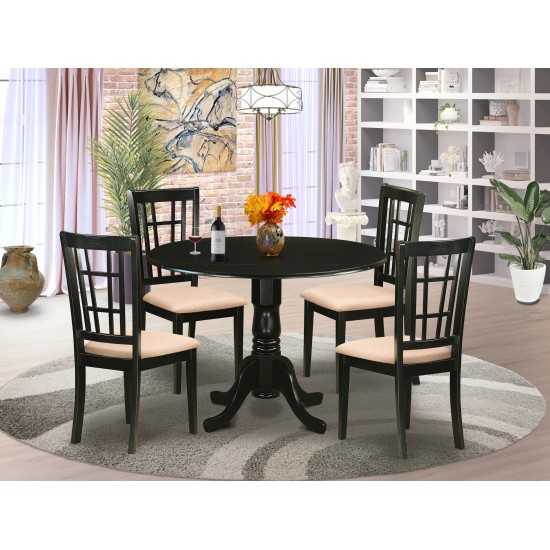 Dlni5-Blk-C 5 Pc Dining Room Set For 4-Dining Table And 4 Dining Chairs