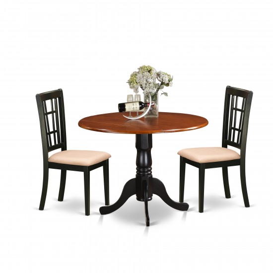 3 Pc Kitchen Table Set-Dining Table And 2 Wood Kitchen Chairs