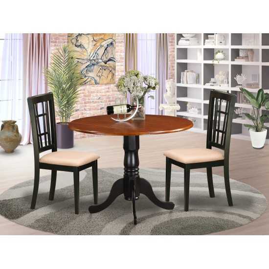 3 Pc Kitchen Table Set-Dining Table And 2 Wood Kitchen Chairs