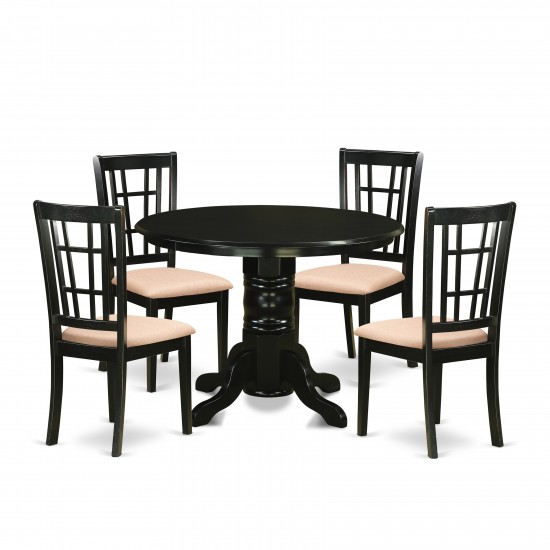 5 Pc Dining Room Set - Dinette Table And 4 Dining Chairs