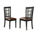 5 Pc Dining Table With 4 Leather Chairs In Black And Cherry