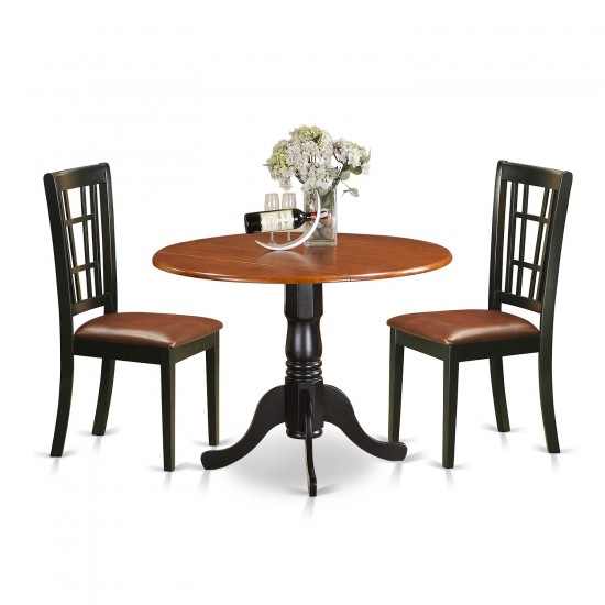 3 Pc Kitchen Table Set-Dining Table And 2 Wood Kitchen Chairs