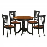 5 Pc Dining Table With 4 Wood Chairs In Black And Cherry