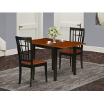 3Pc Dinette Set Features A Dining Table, 2 Chairs, Asian Hardwood Seat, Panel Back, Black, Cherry