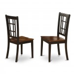 3Pc Dinette Set Features A Dining Table, 2 Chairs, Asian Hardwood Seat, Panel Back, Black, Cherry