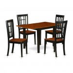 5Pc Dining Set Features A Table, 4 Kitchen Chairs, Asian Hardwood Seat, Panel Back, Black, Cherry