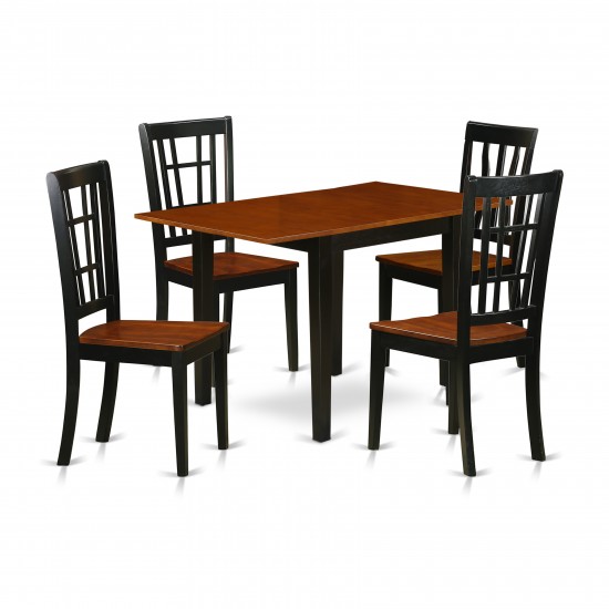 5Pc Dining Set Features A Table, 4 Kitchen Chairs, Asian Hardwood Seat, Panel Back, Black, Cherry