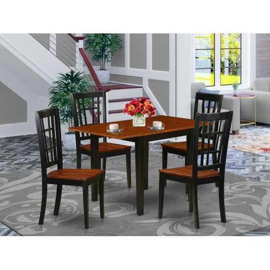 5Pc Dining Set Features A Table, 4 Kitchen Chairs, Asian Hardwood Seat, Panel Back, Black, Cherry