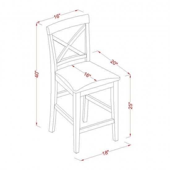 3 Pc Counter Height Set-Pub Table And 2 Dining Chairs