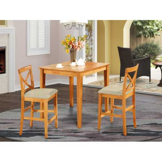 3 Pc Counter Height Table Set-Pub Table And 2 Kitchen Counter Chairs