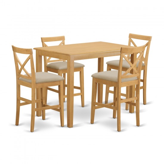 5 Pc Counter Height Dining Set - High Top Table And 4 Dining Chairs