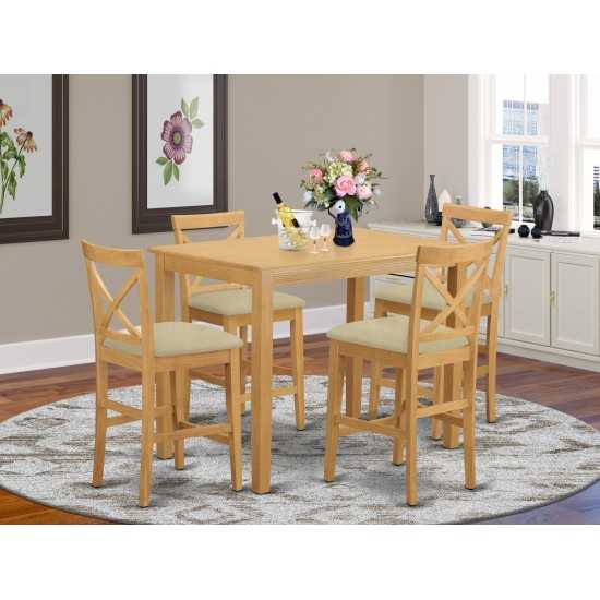 5 Pc Counter Height Dining Set - High Top Table And 4 Dining Chairs