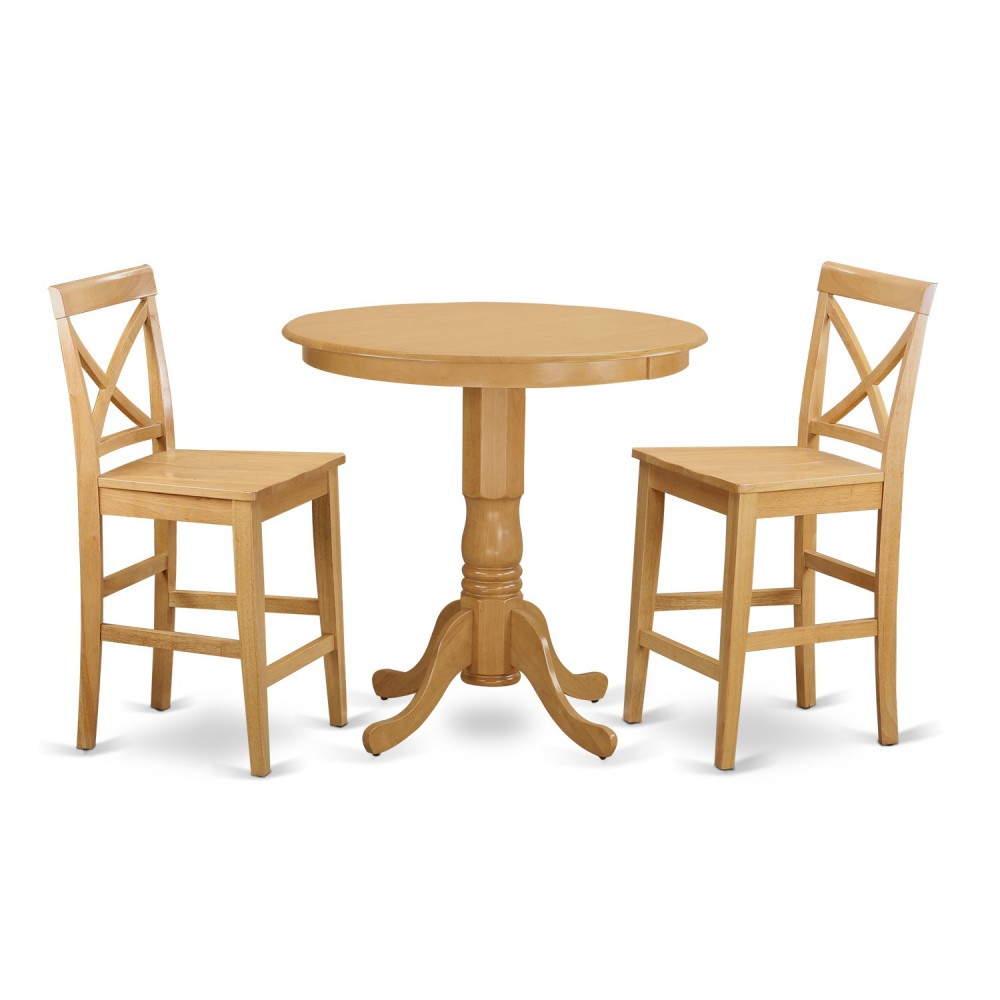 3 Pc Dining Counter Height Set - Dining Table And 2 Bar Stools