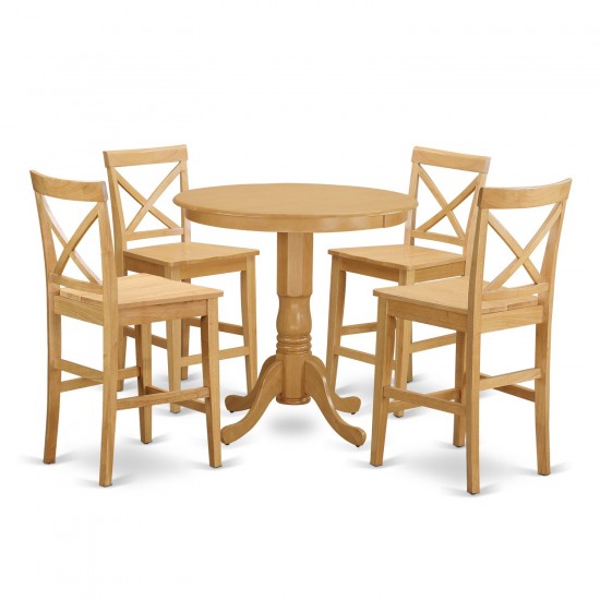 5 Pc Counter Height Dining Room Set - High Top Table And 4 Kitchen Chairs