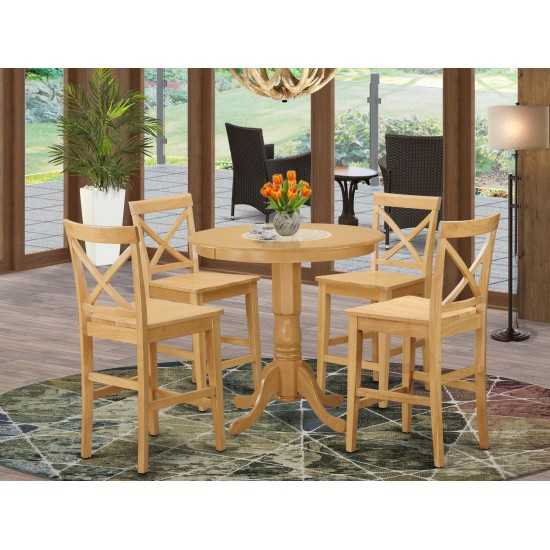 5 Pc Counter Height Dining Room Set - High Top Table And 4 Kitchen Chairs