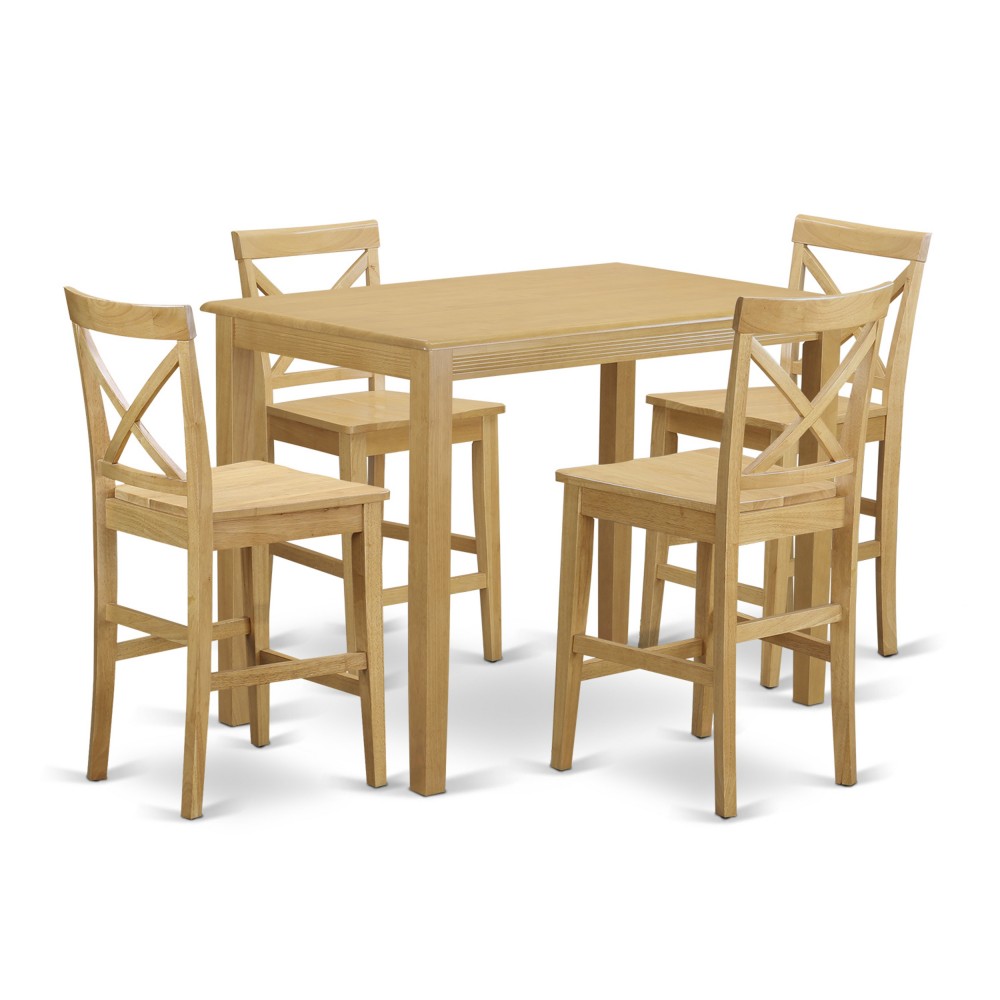 5 Pc Counter Height Table, Chair Set - High Table, 4 Counter Height Stool.