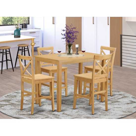 5 Pc Counter Height Table, Chair Set - High Table, 4 Counter Height Stool.