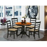 Dining Furniture Set - 5 Pcs With 4 Linen Chairs In Black