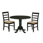 3 Pc Dining Room Set-Dining Table And 2 Dining Chairs, Black