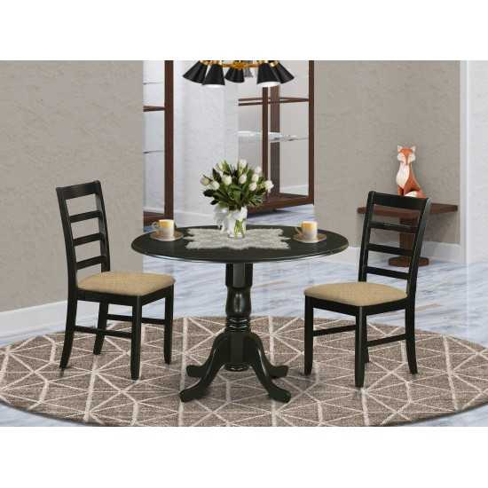 3 Pc Dining Room Set-Dining Table And 2 Dining Chairs, Black