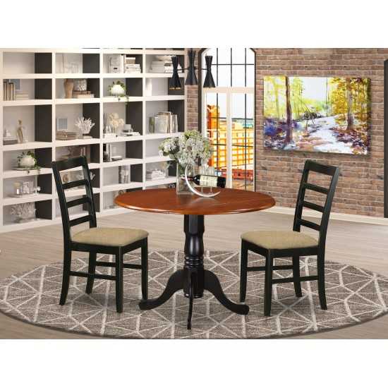 3 Pc Kitchen Table Set-Dining Table And 2 Linen Kitchen Chairs