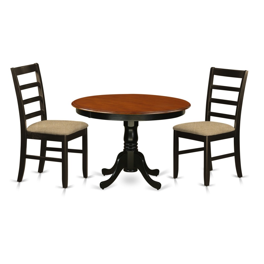 3 Pc Set With A Dining Table And 2 Dinette Chairs In Black And Cherry