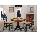 3 Pc Set With A Dining Table And 2 Dinette Chairs In Black And Cherry